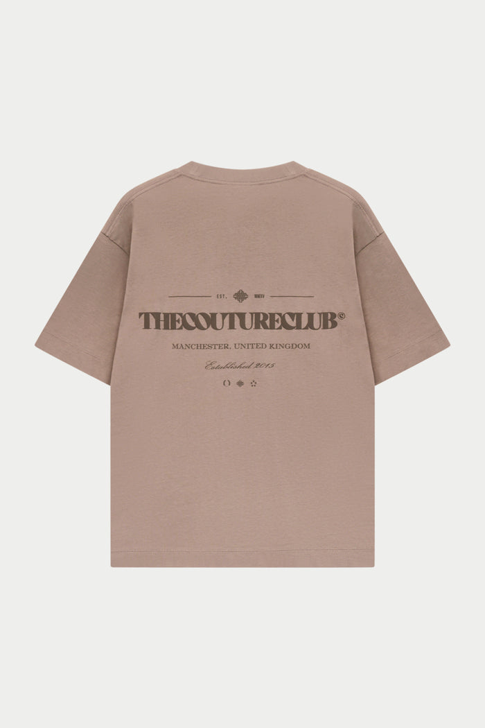 TONAL COPYRIGHT MULTI GRAPHIC T-SHIRT - BROWN