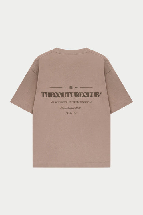 TONAL COPYRIGHT MULTI GRAPHIC T-SHIRT - BROWN