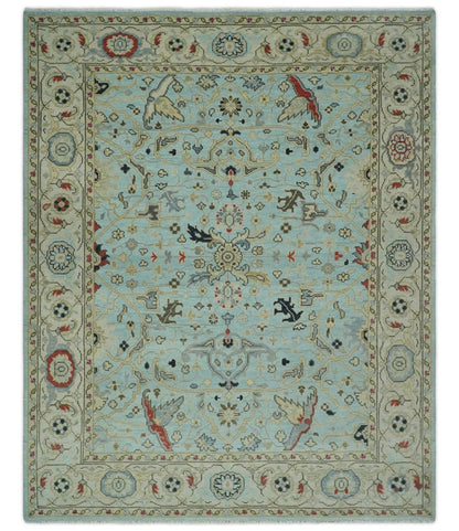 Traditional Floral Blue, Ivory and Beige Oriental Oushak Multi size wool Area Rug