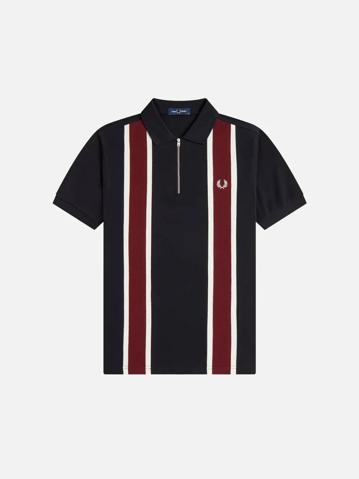 FRED PERRY Tramline Polo Shirt - Black - Polos T-SHIRT
