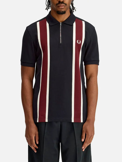 FRED PERRY Tramline Polo Shirt - Black - Polos T-SHIRT