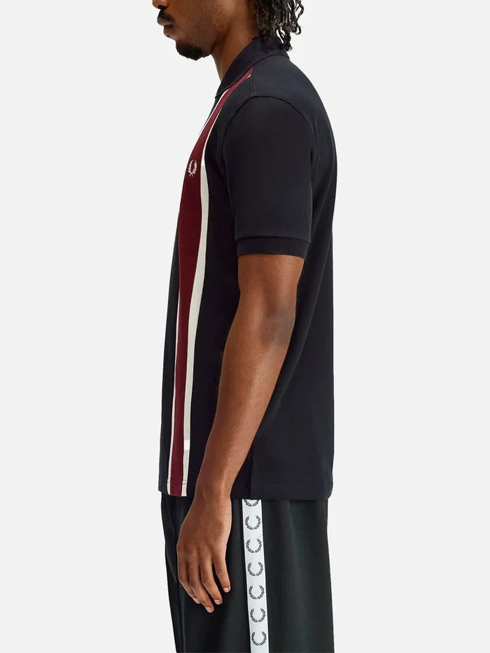 FRED PERRY Tramline Polo Shirt - Black - Polos T-SHIRT