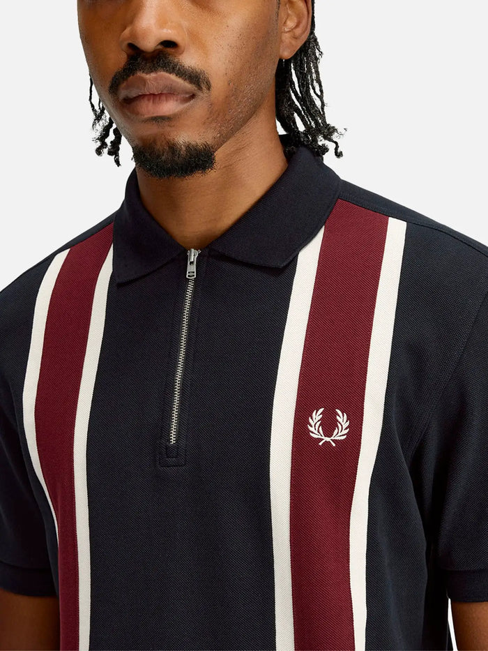 FRED PERRY Tramline Polo Shirt - Black - Polos T-SHIRT