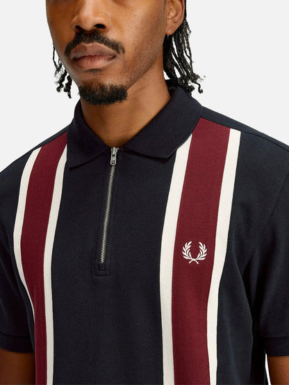 FRED PERRY Tramline Polo Shirt - Black - Polos T-SHIRT