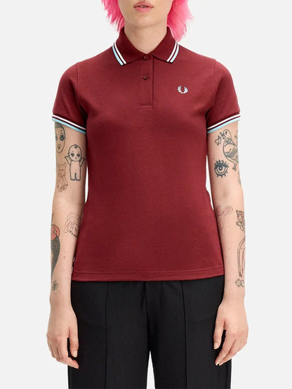 FRED PERRY Twin Tipped Shirt - Maroon/White - Polos T-SHIRT