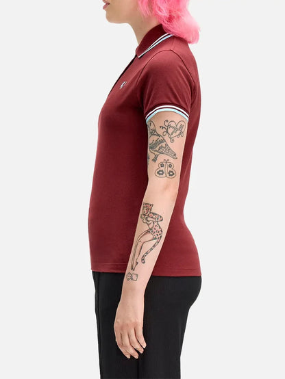 FRED PERRY Twin Tipped Shirt - Maroon/White - Polos T-SHIRT