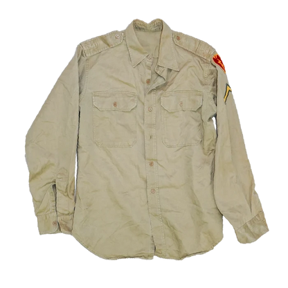 US Army Khaki Long Sleeve Service Dress Shirt - Small - US Army Surplus - Service Shirts