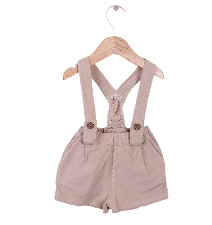 Velvet Shoulder Straps Shorts Beige