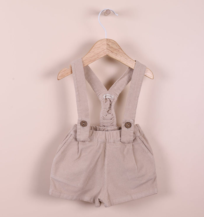 Velvet Shoulder Straps Shorts Beige