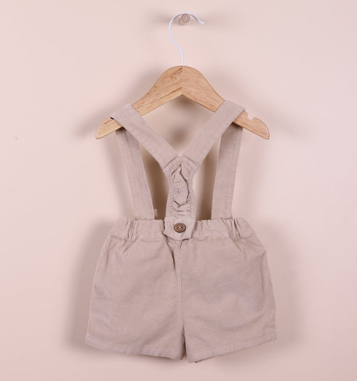 Velvet Shoulder Straps Shorts Beige