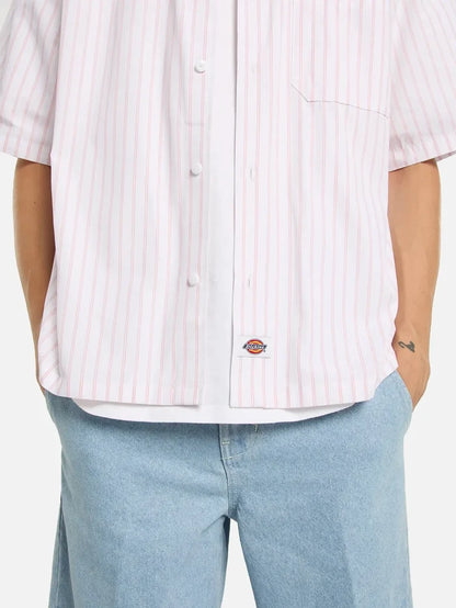 DICKIES Venedocia Stripe Shirt SS - White - Uncategorized GÖMLEK