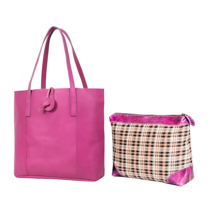 Verona Leather Tote Bag Combo for Women - Pink
