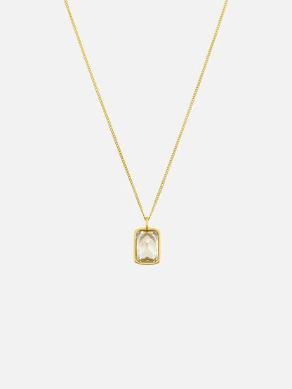 ATOLYEWOLF White Stone Neklace in Gold - Necklaces KOLYE