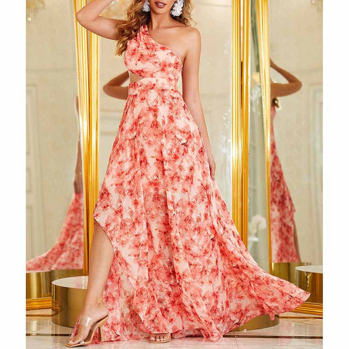 Womens Floral-Printed Summer Party Maxi Dress