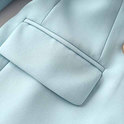 Women's Light Bue Two Piece Tailored Skirt Suit