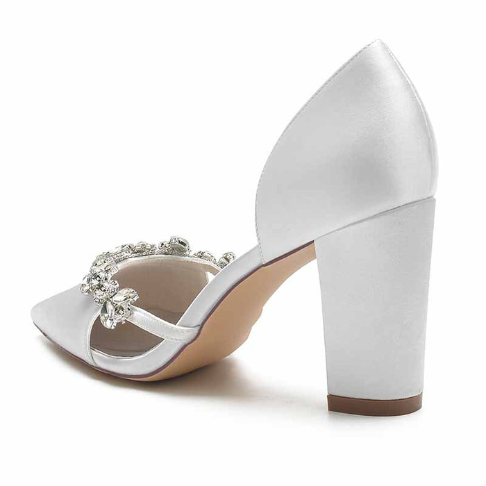 Elegant S&DCo. women's wedding dress pumps with shimmering embellishments and a stylish block heel