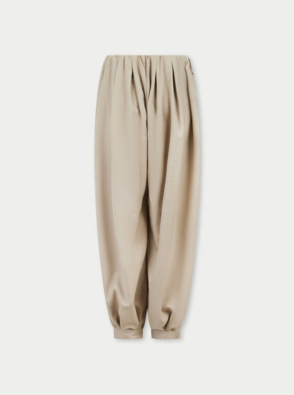 WOVEN GATHERED BALLOON TROUSERS - BEIGE