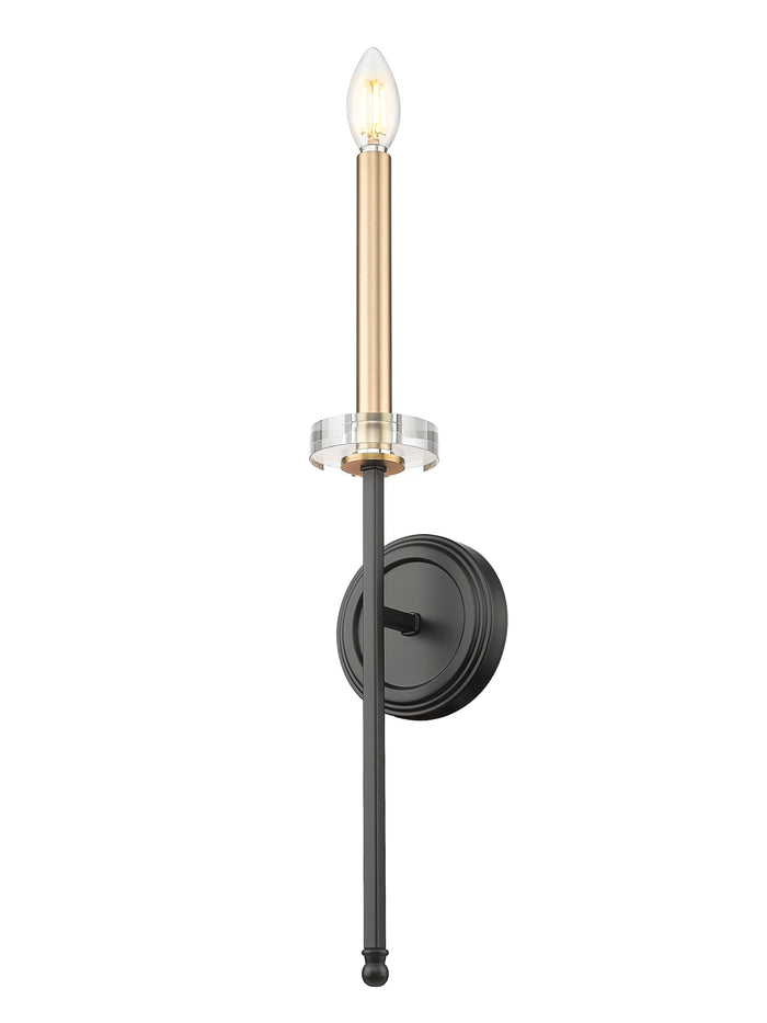 Wall Sconce Z-Lite 6100-1S-MB Matte Black+mordern Gold Gaultier 1 Light Wall Sconce Z-Lite