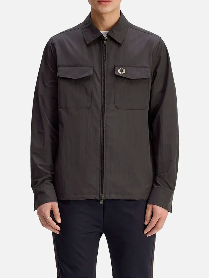 FRED PERRY Zip Through Overshirt - Anchor Grey - Overshirts CEKET