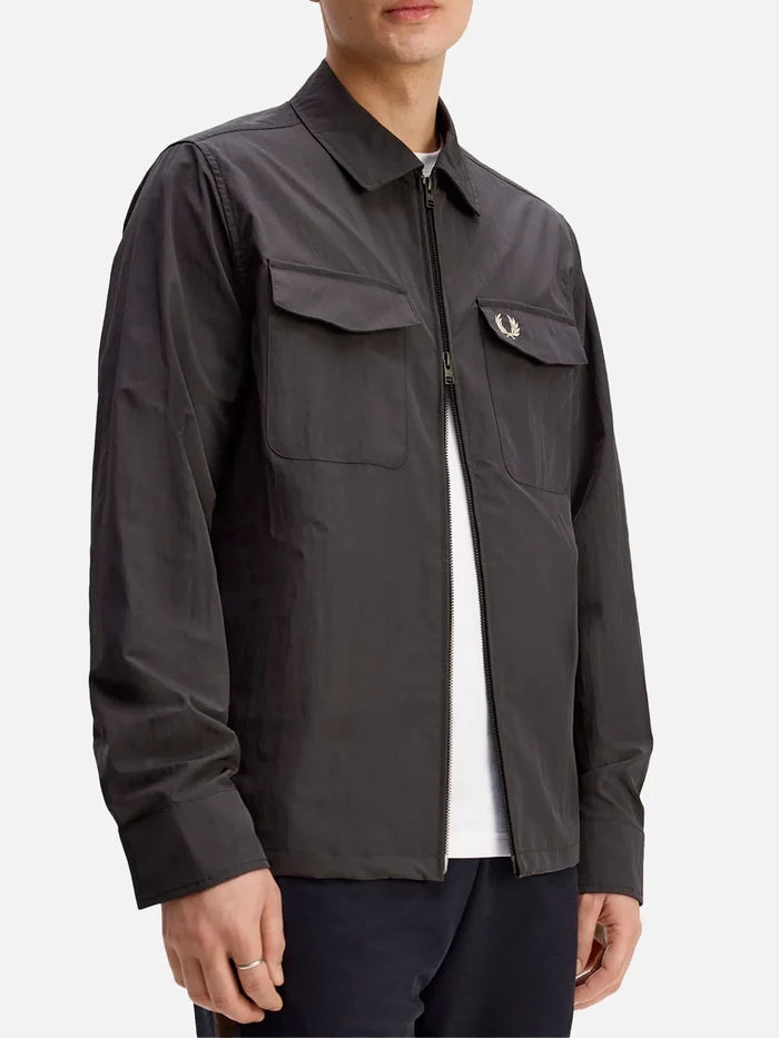 FRED PERRY Zip Through Overshirt - Anchor Grey - Overshirts CEKET
