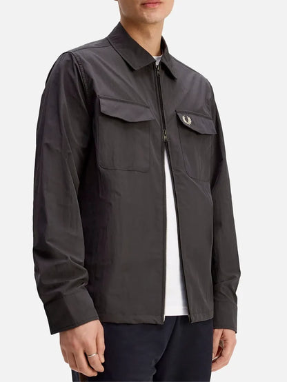 FRED PERRY Zip Through Overshirt - Anchor Grey - Overshirts CEKET